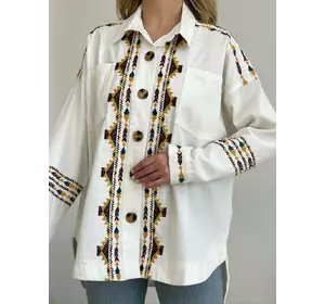 Жіноча сорочка на кнопках з вишивкою 5803